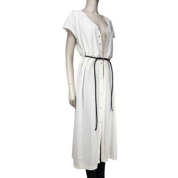 ADAY Minimalist Multiway Stretch Travel White Maxi Dress with Black Belt sz S - Picture 11 of 16